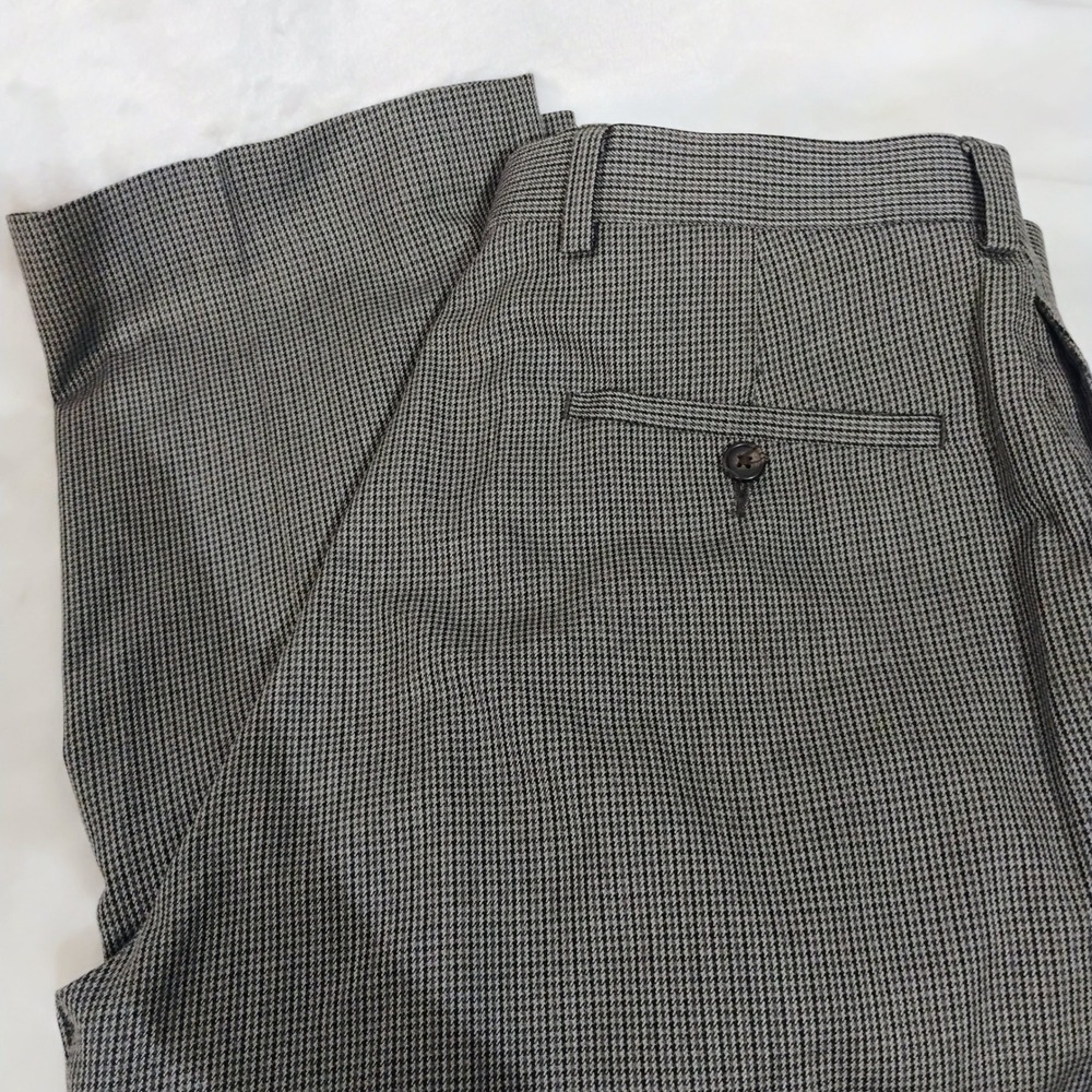 Ralph Lauren Mens Houndstooth Dress Pants Black White 33x30 Washable Trousers G